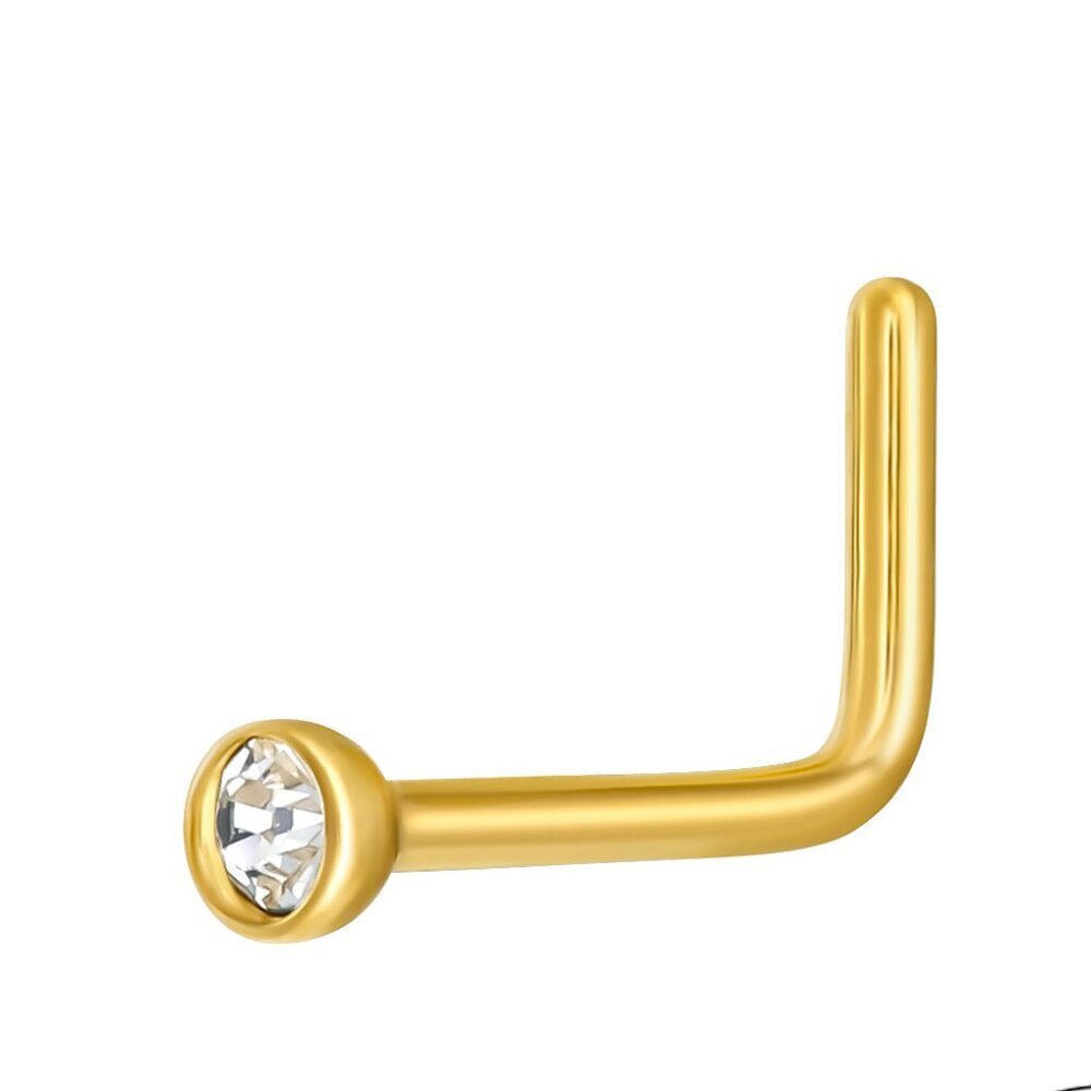 Titanium Gold Crystal Nose Stud 2mm